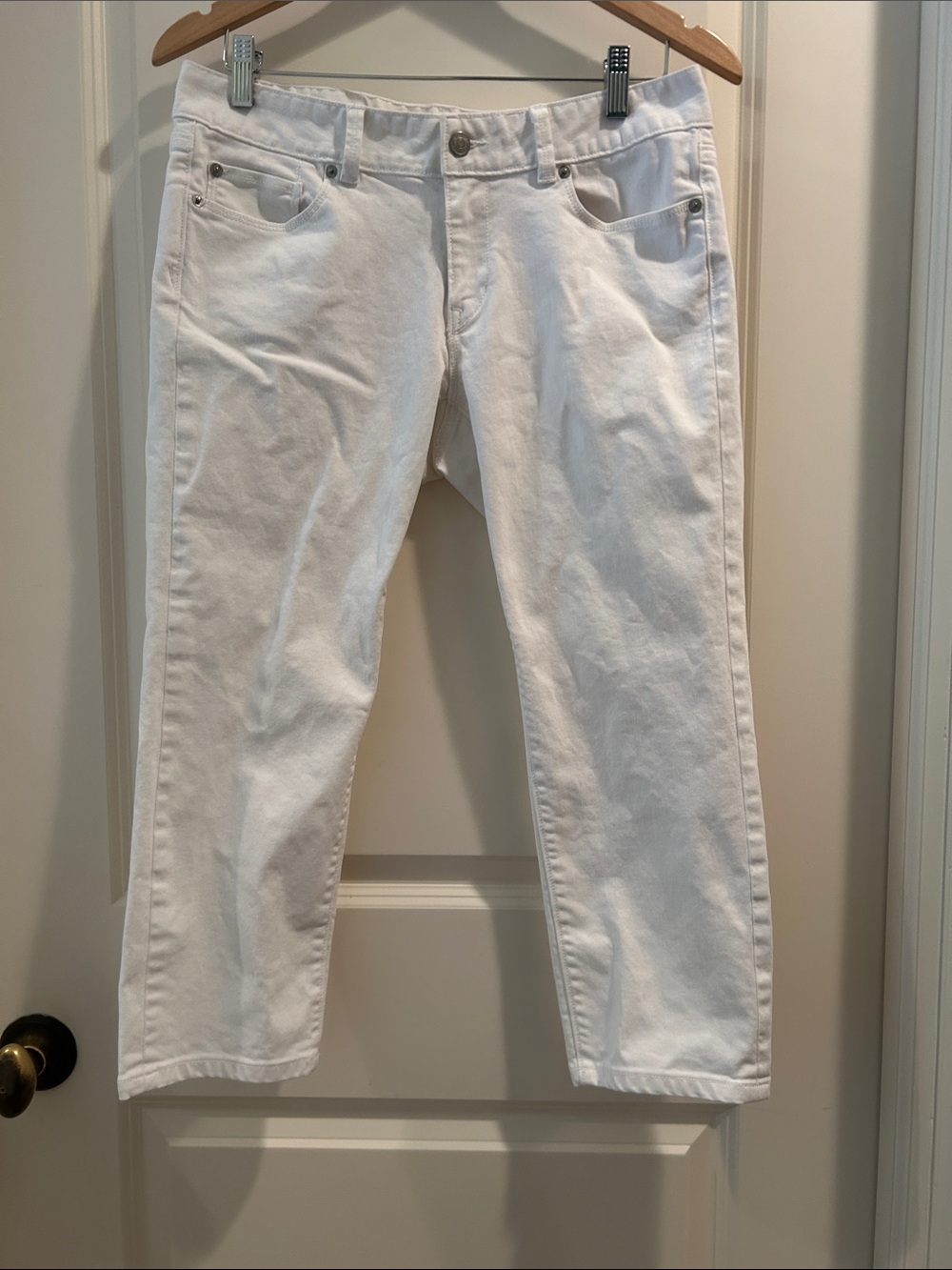 Loft Modern Crop White Denim Jeans pockets cotton spandex blend women’s size 6